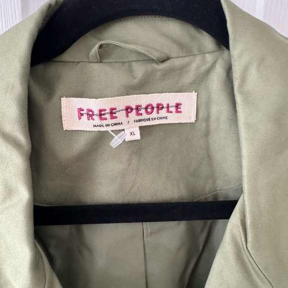 NEW Free People Green Looking Glass Cropped Trench Coat XL - Picture 7 of 9